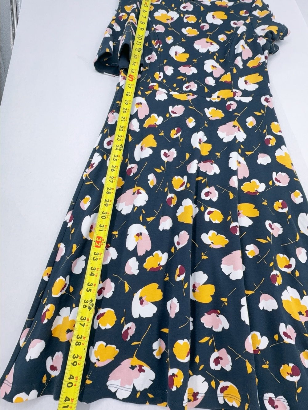 Boden Alexis Navy Yellow Floral Jersey Dress Size 10 - Picture 8 of 11